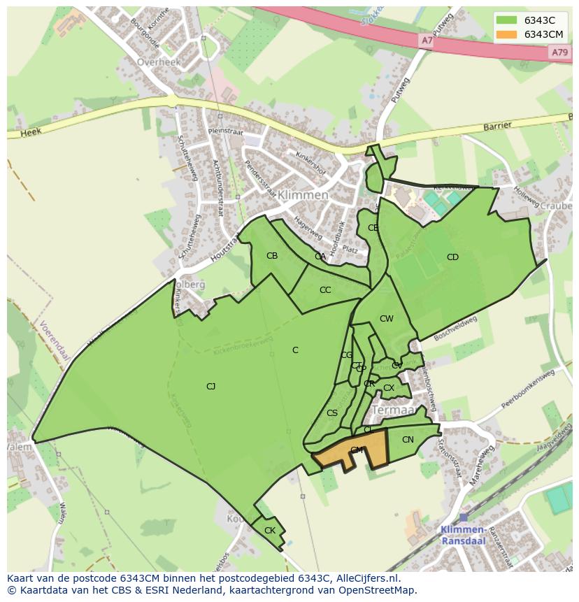 Afbeelding van het postcodegebied 6343 CM op de kaart.