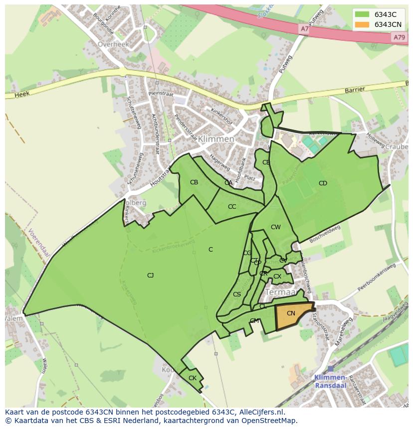Afbeelding van het postcodegebied 6343 CN op de kaart.