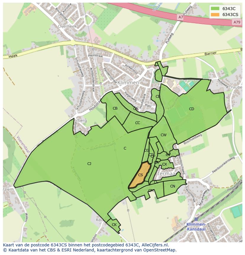 Afbeelding van het postcodegebied 6343 CS op de kaart.