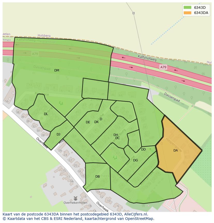 Afbeelding van het postcodegebied 6343 DA op de kaart.