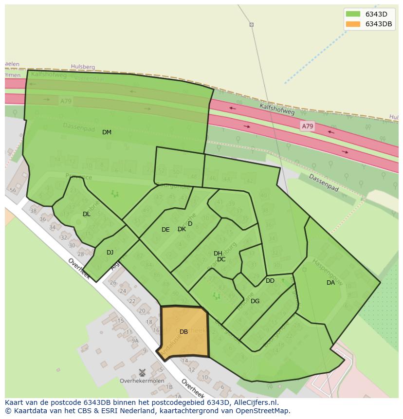 Afbeelding van het postcodegebied 6343 DB op de kaart.