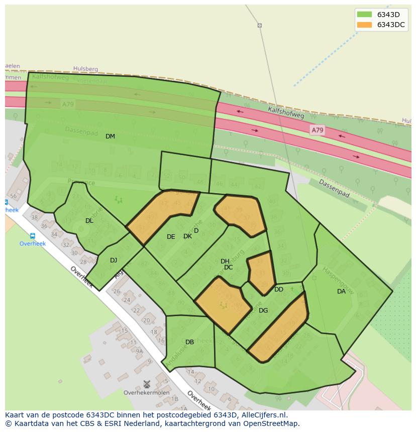 Afbeelding van het postcodegebied 6343 DC op de kaart.