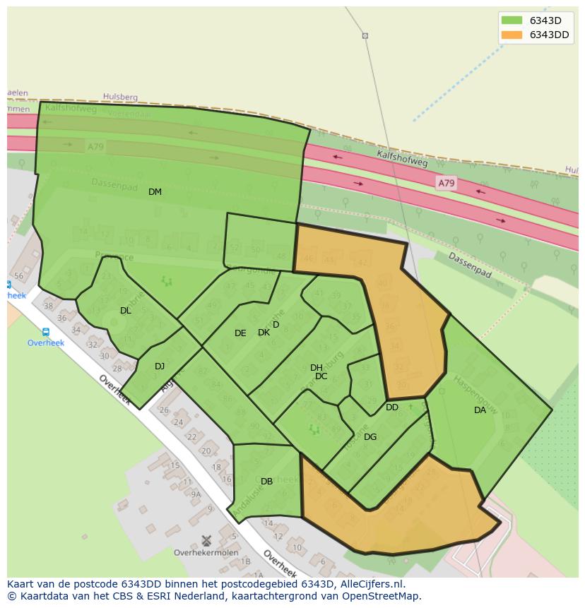 Afbeelding van het postcodegebied 6343 DD op de kaart.