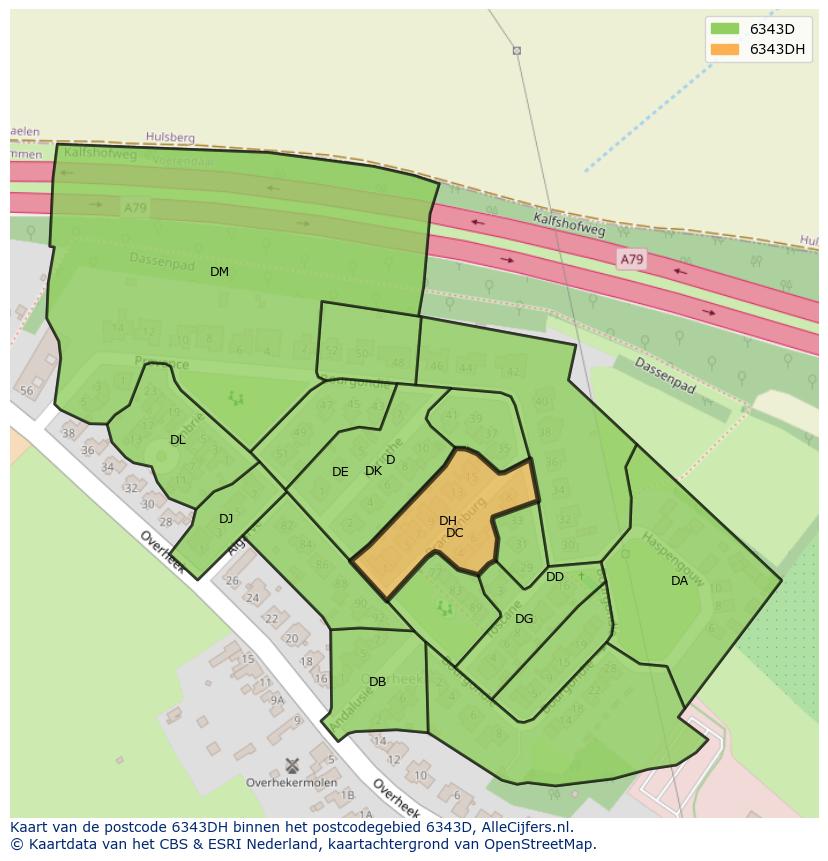 Afbeelding van het postcodegebied 6343 DH op de kaart.