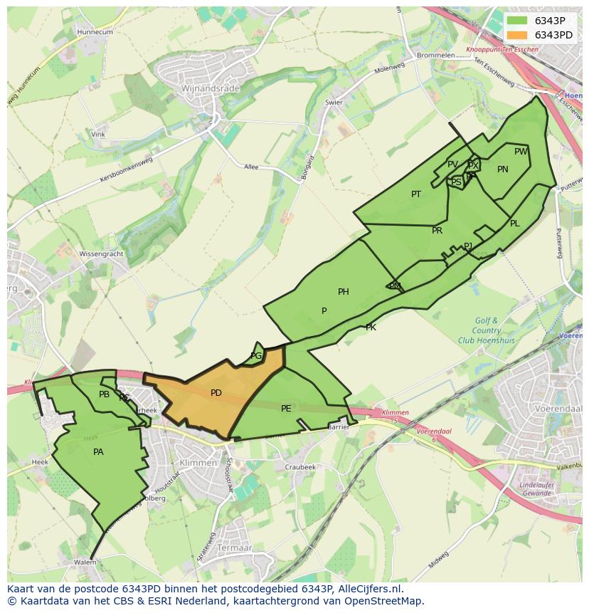 Afbeelding van het postcodegebied 6343 PD op de kaart.