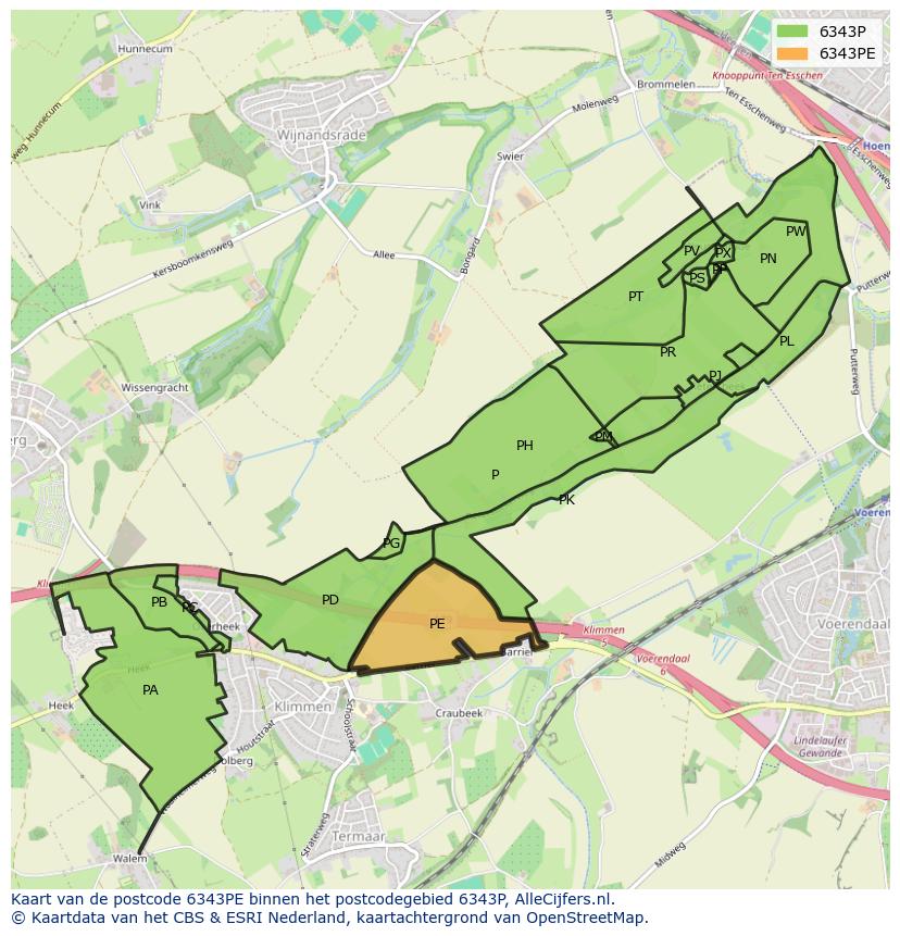 Afbeelding van het postcodegebied 6343 PE op de kaart.