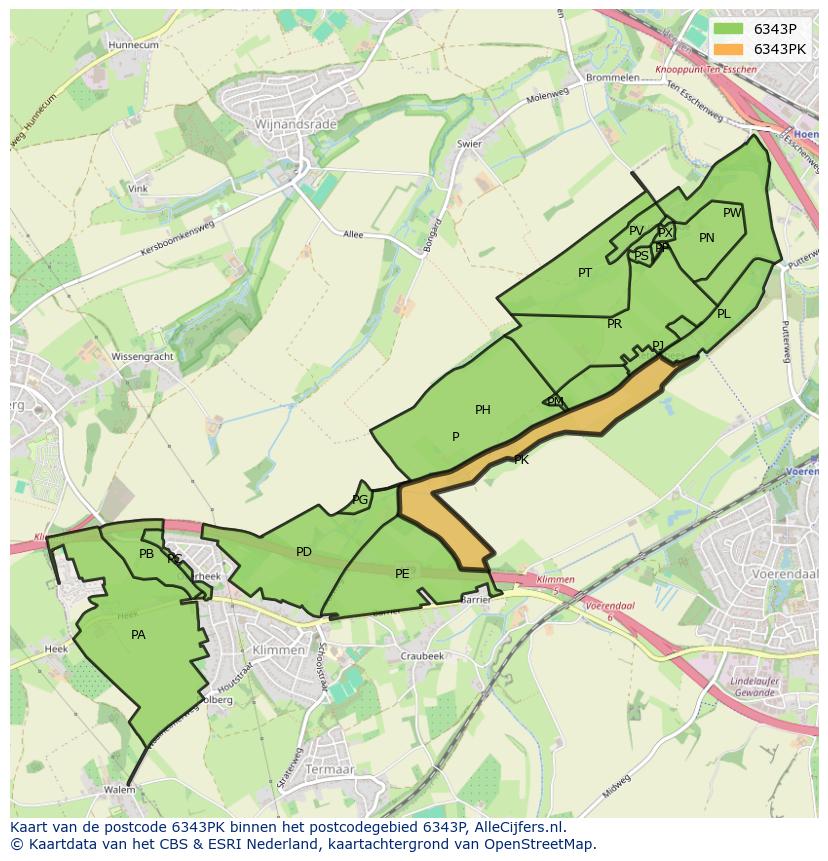 Afbeelding van het postcodegebied 6343 PK op de kaart.