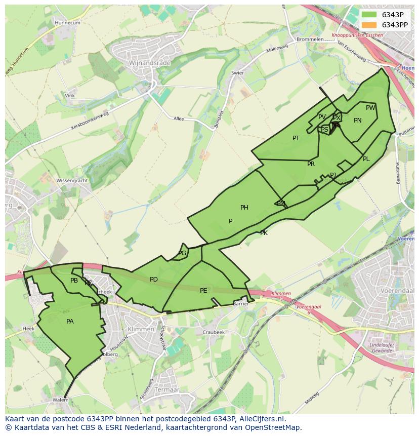 Afbeelding van het postcodegebied 6343 PP op de kaart.