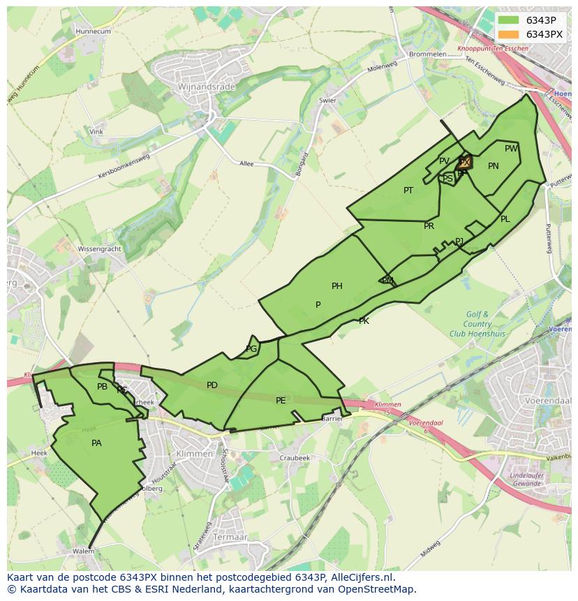 Afbeelding van het postcodegebied 6343 PX op de kaart.