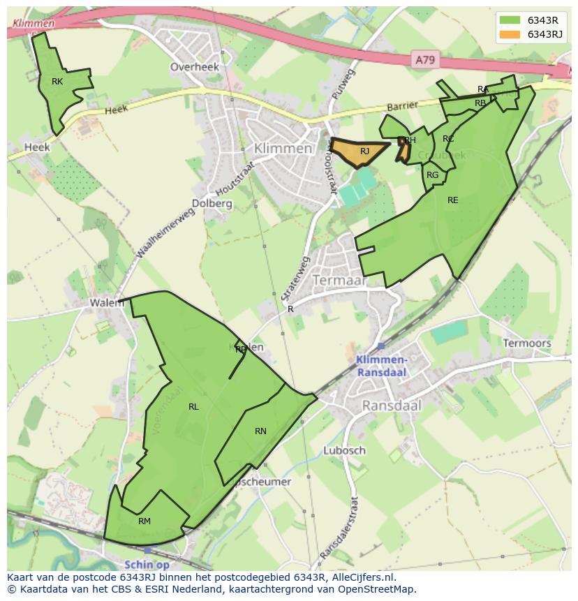Afbeelding van het postcodegebied 6343 RJ op de kaart.
