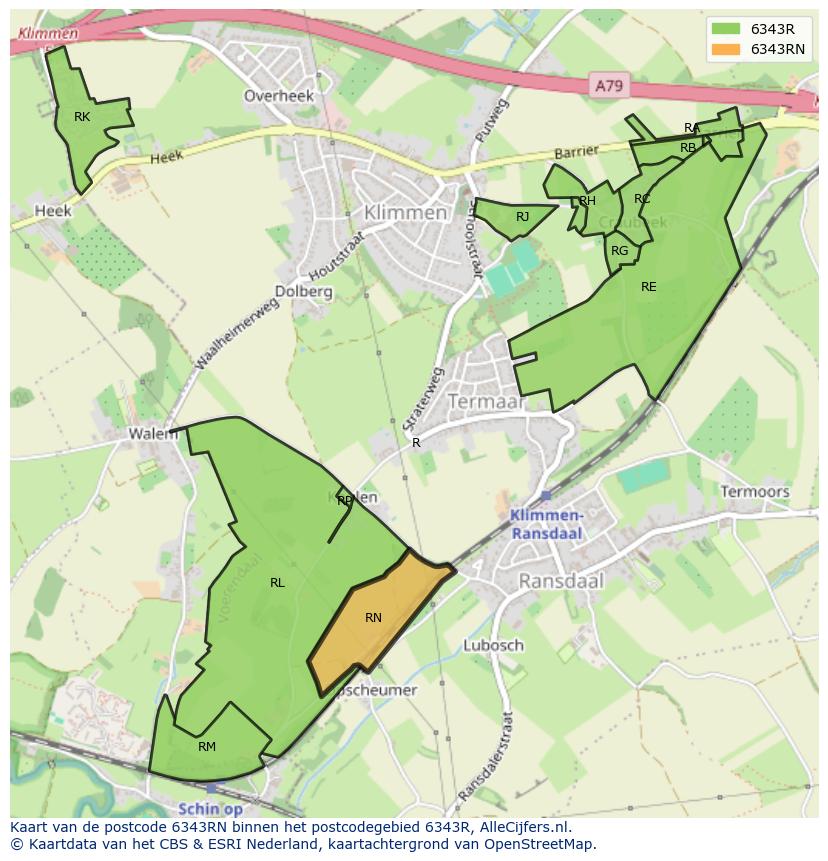 Afbeelding van het postcodegebied 6343 RN op de kaart.