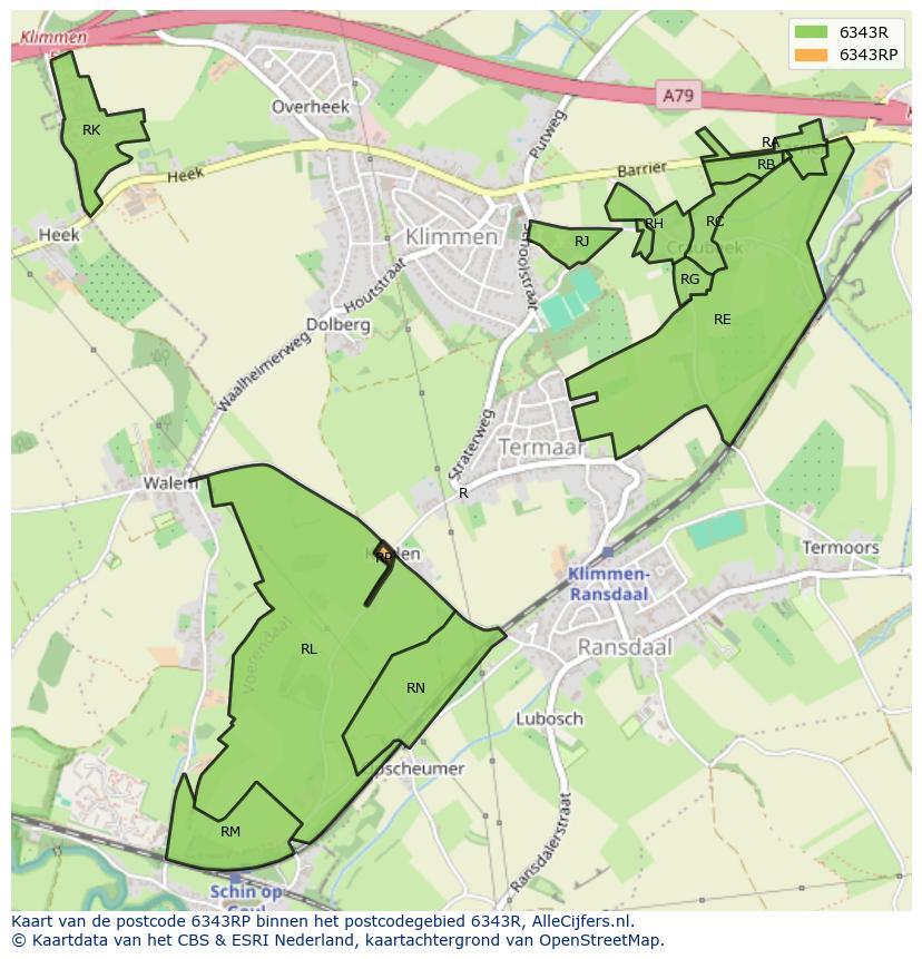 Afbeelding van het postcodegebied 6343 RP op de kaart.