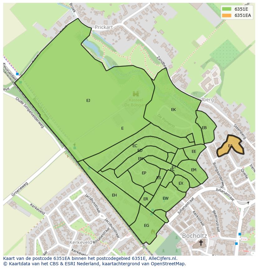 Afbeelding van het postcodegebied 6351 EA op de kaart.