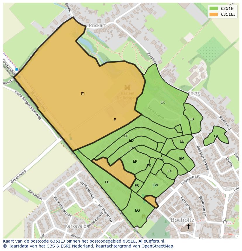 Afbeelding van het postcodegebied 6351 EJ op de kaart.