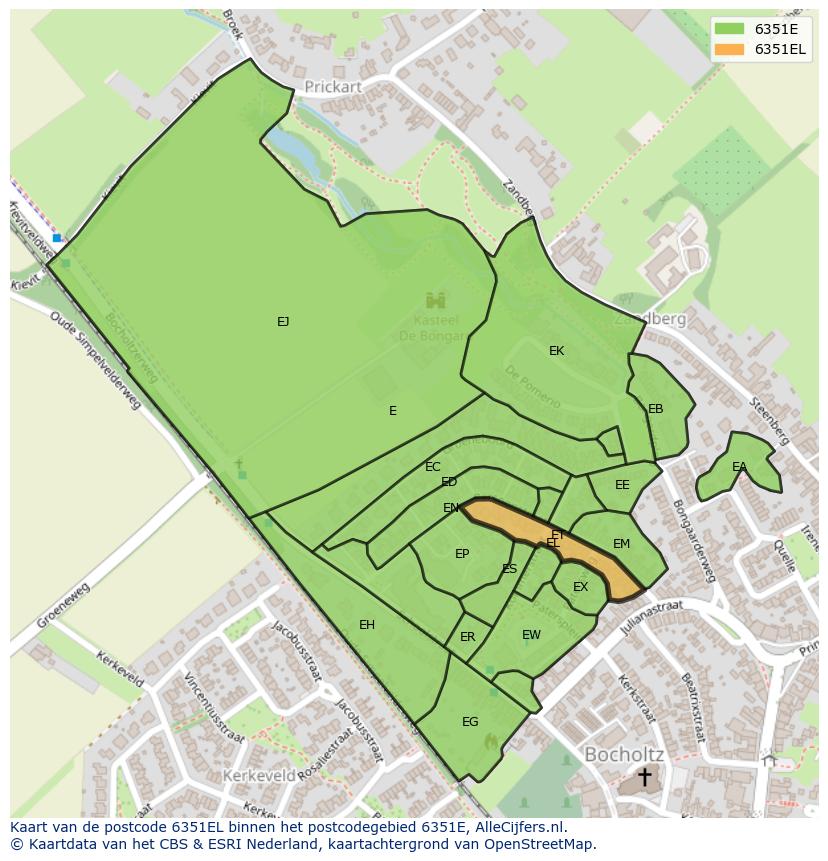 Afbeelding van het postcodegebied 6351 EL op de kaart.