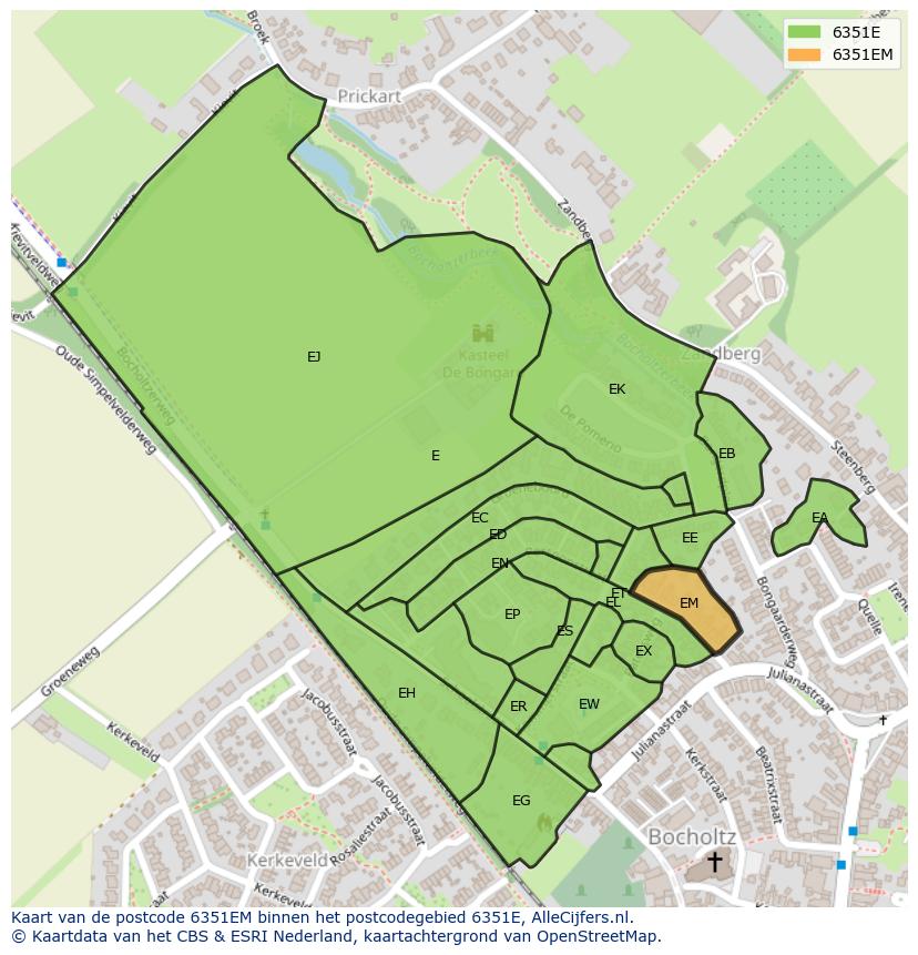 Afbeelding van het postcodegebied 6351 EM op de kaart.