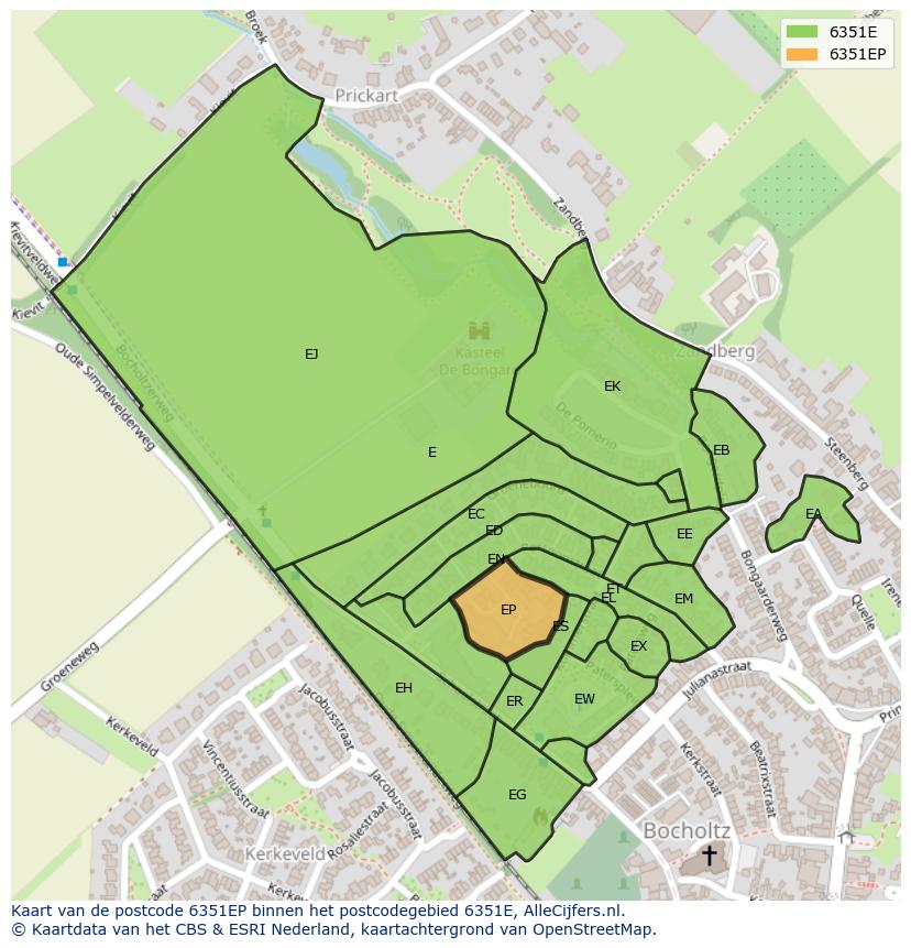 Afbeelding van het postcodegebied 6351 EP op de kaart.