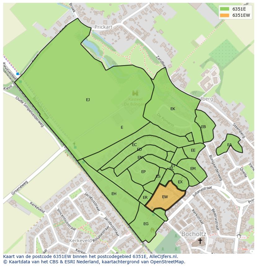 Afbeelding van het postcodegebied 6351 EW op de kaart.