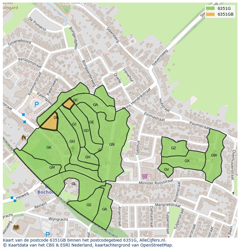 Afbeelding van het postcodegebied 6351 GB op de kaart.