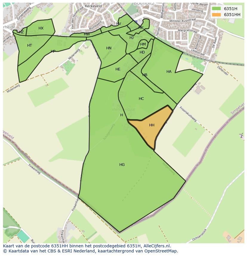 Afbeelding van het postcodegebied 6351 HH op de kaart.