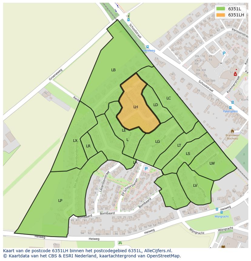 Afbeelding van het postcodegebied 6351 LH op de kaart.