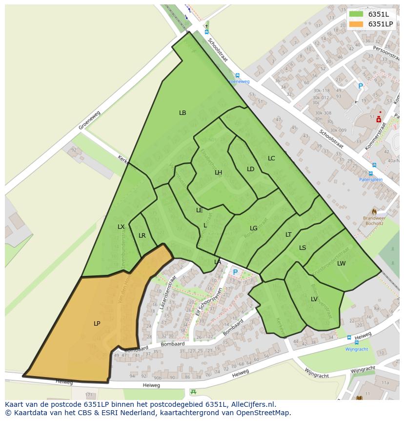 Afbeelding van het postcodegebied 6351 LP op de kaart.