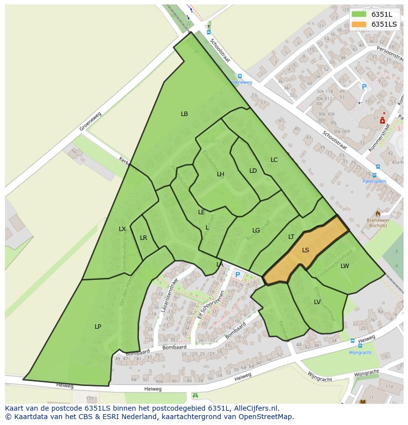 Afbeelding van het postcodegebied 6351 LS op de kaart.