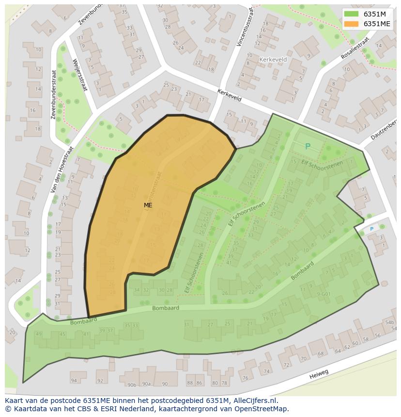 Afbeelding van het postcodegebied 6351 ME op de kaart.