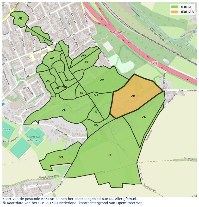 Afbeelding van het postcodegebied 6361 AB op de kaart.