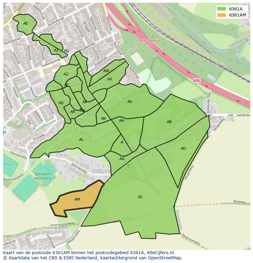 Afbeelding van het postcodegebied 6361 AM op de kaart.