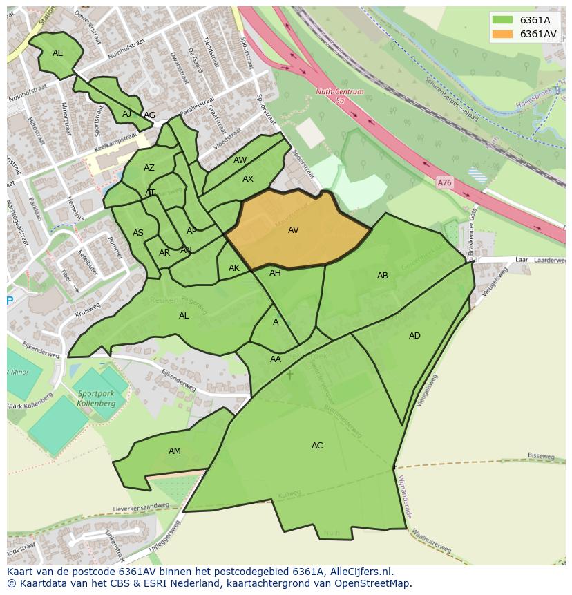 Afbeelding van het postcodegebied 6361 AV op de kaart.