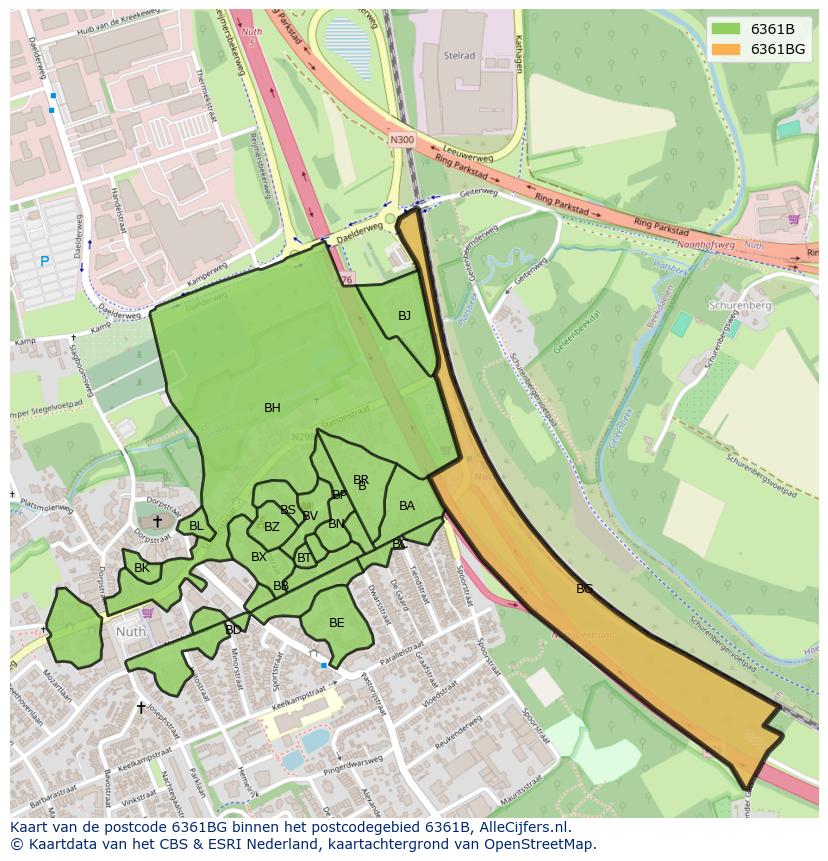 Afbeelding van het postcodegebied 6361 BG op de kaart.