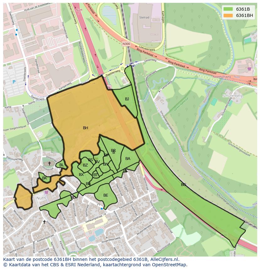 Afbeelding van het postcodegebied 6361 BH op de kaart.
