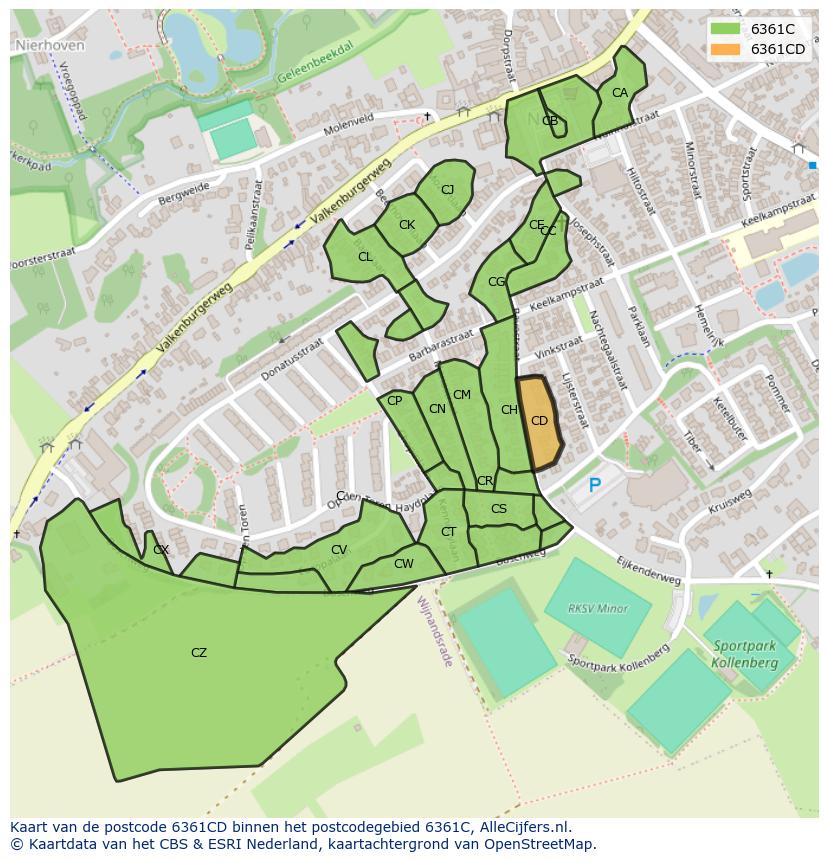 Afbeelding van het postcodegebied 6361 CD op de kaart.