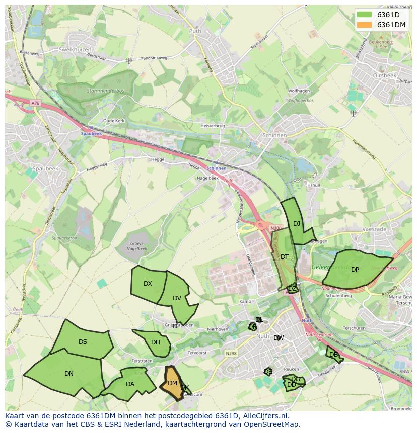 Afbeelding van het postcodegebied 6361 DM op de kaart.