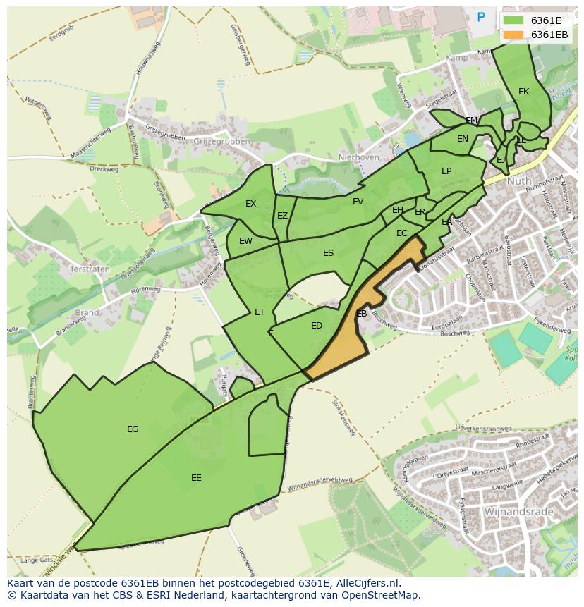 Afbeelding van het postcodegebied 6361 EB op de kaart.