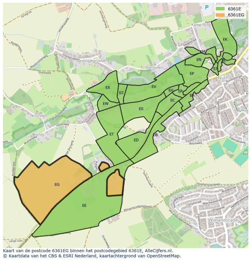 Afbeelding van het postcodegebied 6361 EG op de kaart.