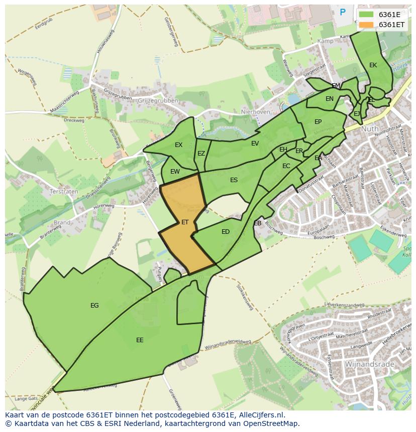 Afbeelding van het postcodegebied 6361 ET op de kaart.
