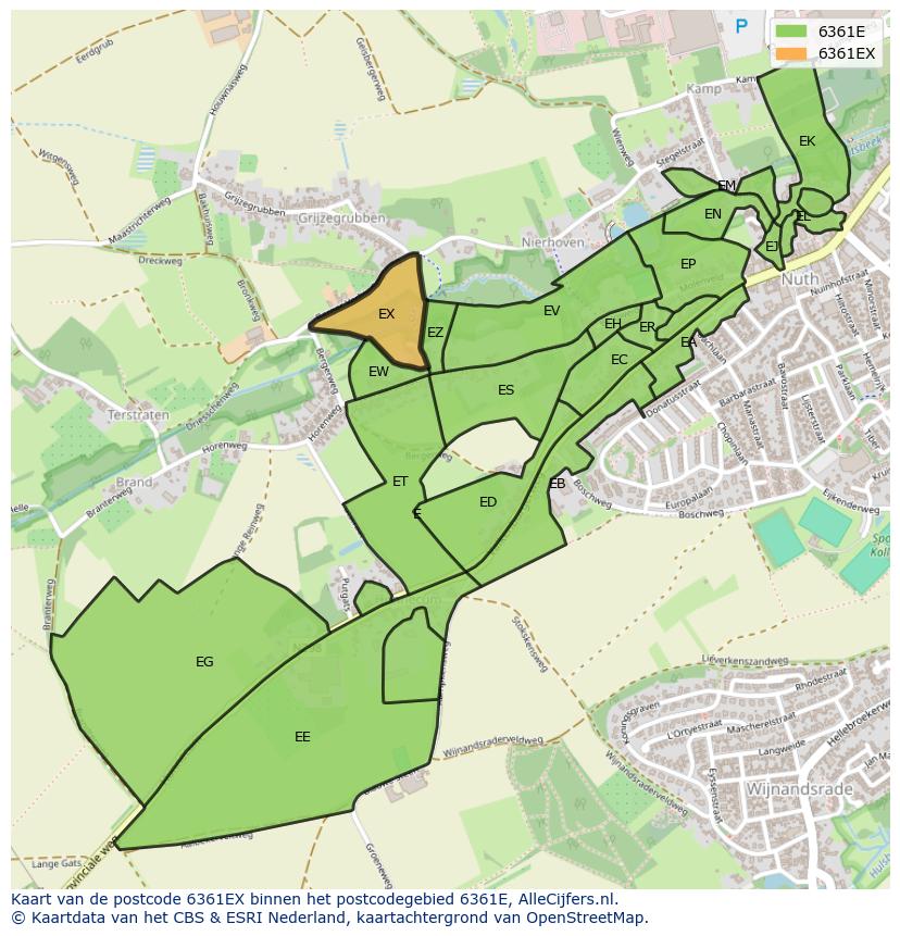 Afbeelding van het postcodegebied 6361 EX op de kaart.