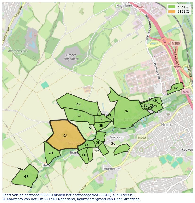 Afbeelding van het postcodegebied 6361 GJ op de kaart.