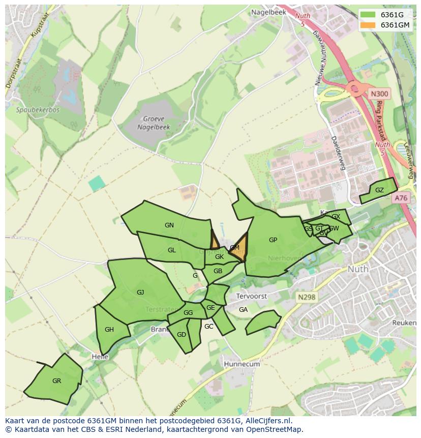 Afbeelding van het postcodegebied 6361 GM op de kaart.