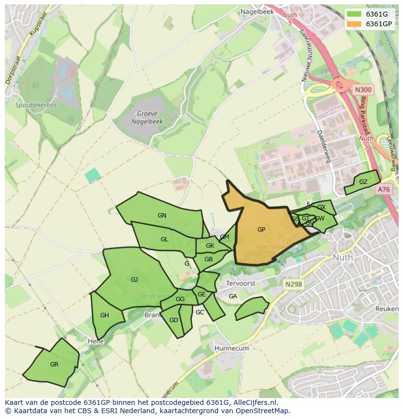 Afbeelding van het postcodegebied 6361 GP op de kaart.