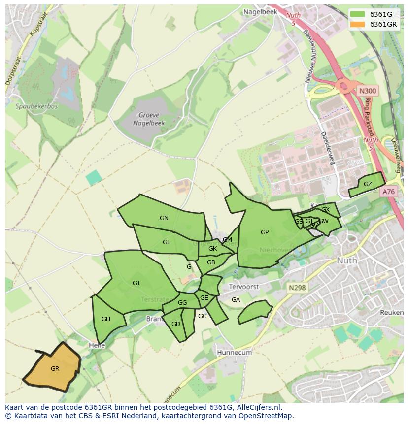 Afbeelding van het postcodegebied 6361 GR op de kaart.