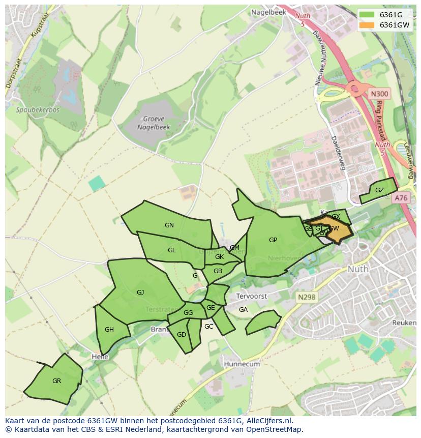 Afbeelding van het postcodegebied 6361 GW op de kaart.
