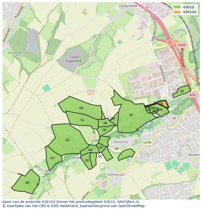 Afbeelding van het postcodegebied 6361 GX op de kaart.