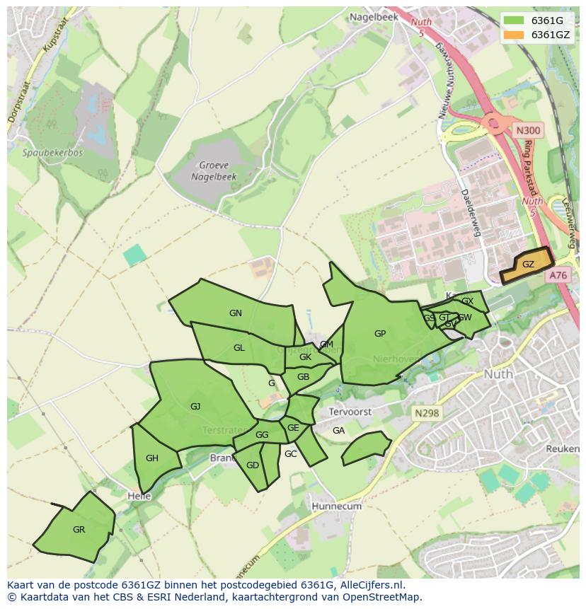 Afbeelding van het postcodegebied 6361 GZ op de kaart.