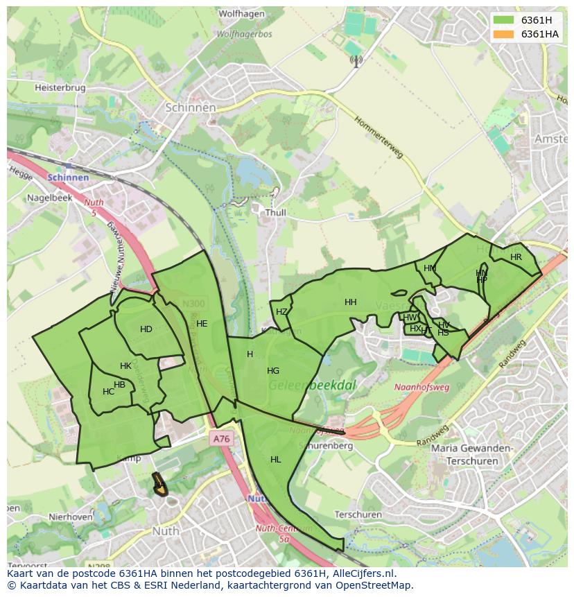Afbeelding van het postcodegebied 6361 HA op de kaart.
