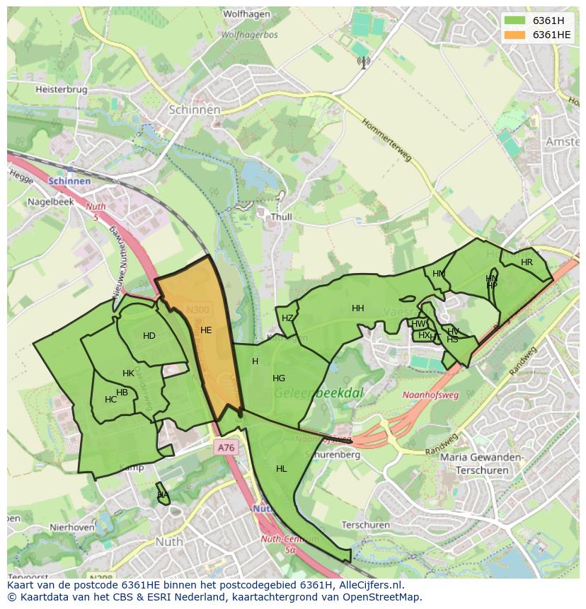 Afbeelding van het postcodegebied 6361 HE op de kaart.