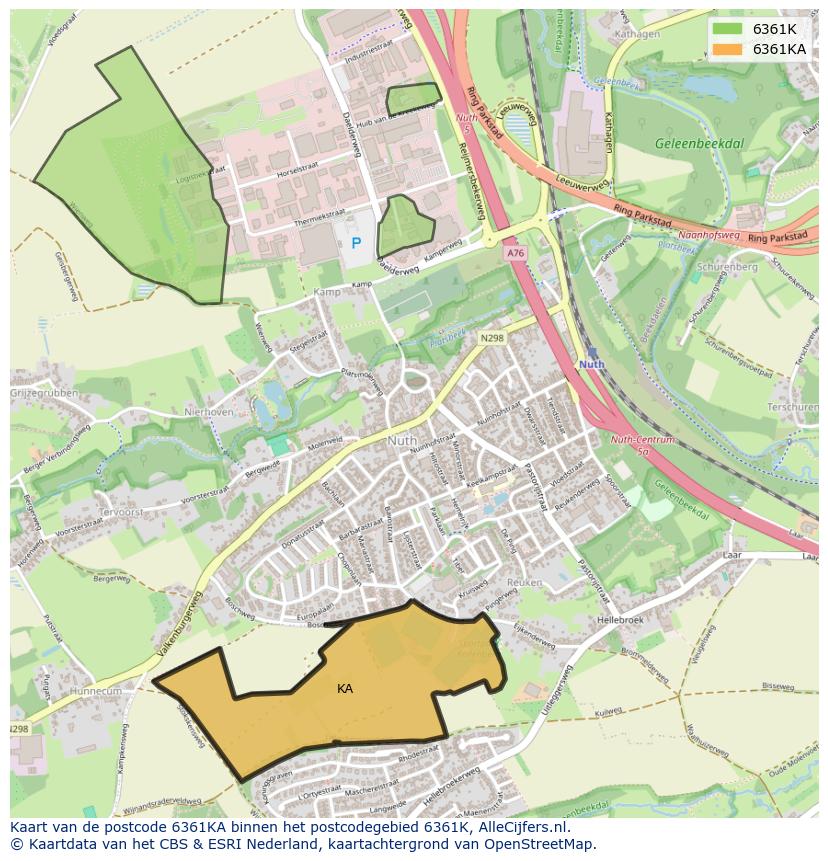 Afbeelding van het postcodegebied 6361 KA op de kaart.