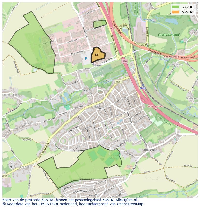 Afbeelding van het postcodegebied 6361 KC op de kaart.